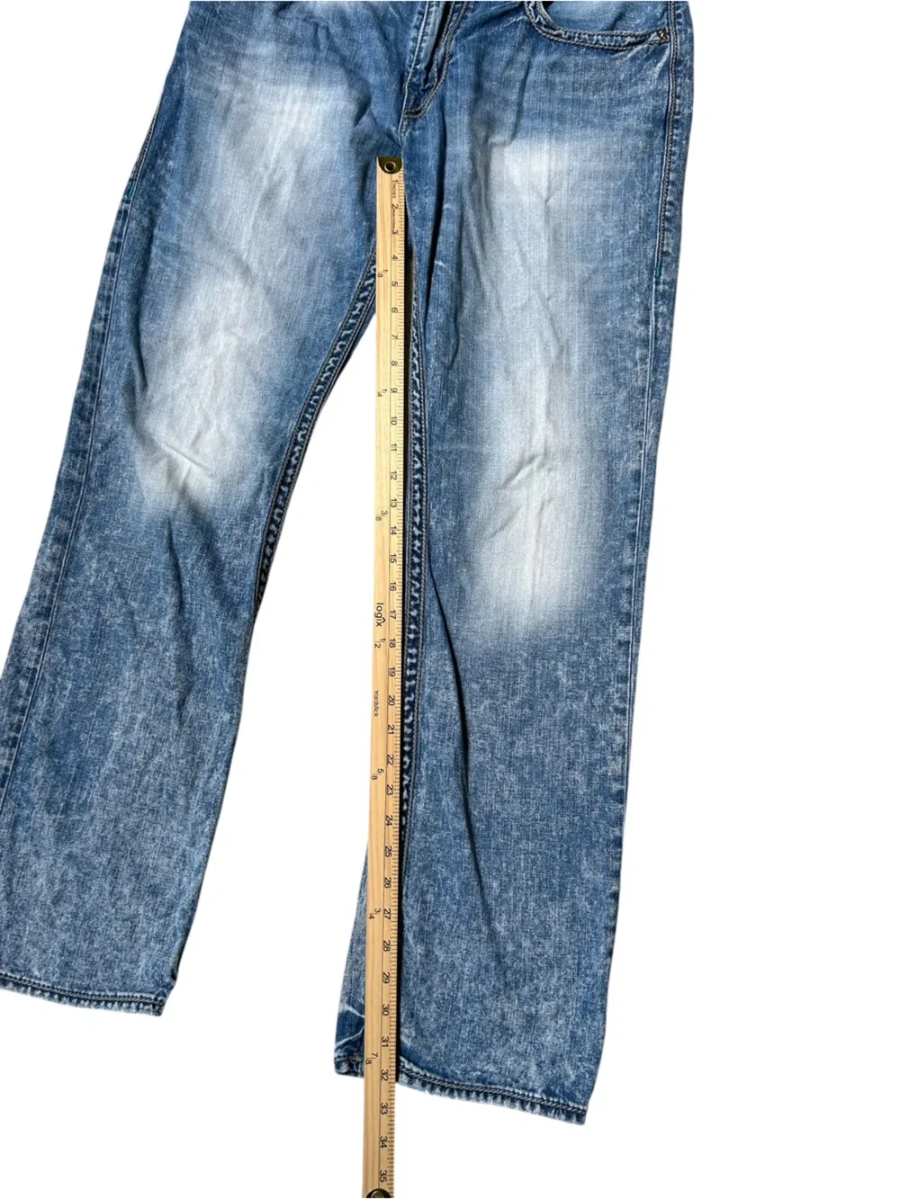 True Religion Straight Flap Chainstitch Acid Wash Jeans Y2K Size 34